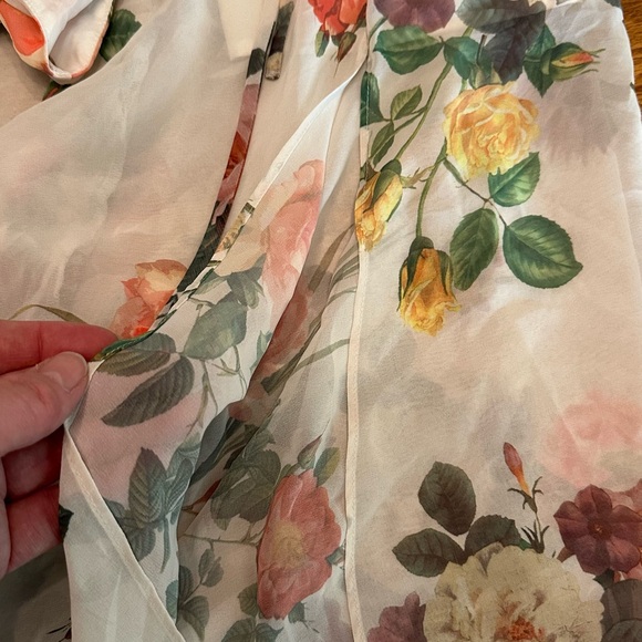 Belle and Sky Sheer Romantic Long Sleeves Elastic Shirred Waistband Maxi Dress - Picture 5 of 7